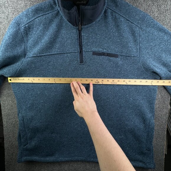 Eddie Bauer Men Pullover 2XL Blue Long Sleeve Fleece 1/4 Zip Sweatshirt Outdoors - Picture 4 of 15